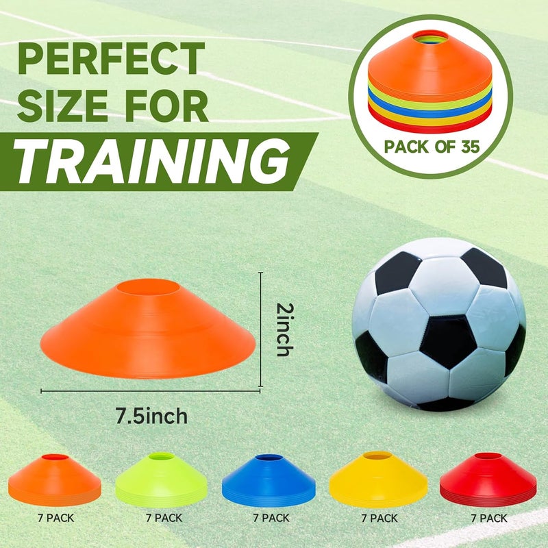 Klurent Store 35/65/105 PCS Agility Soccer Cones for Training, Reusable Sports Cones for Drills with Mesh Bag, Training Cones for Soccer Practice, Football, Basketball - Disc Cones Training Equipment - Image 2